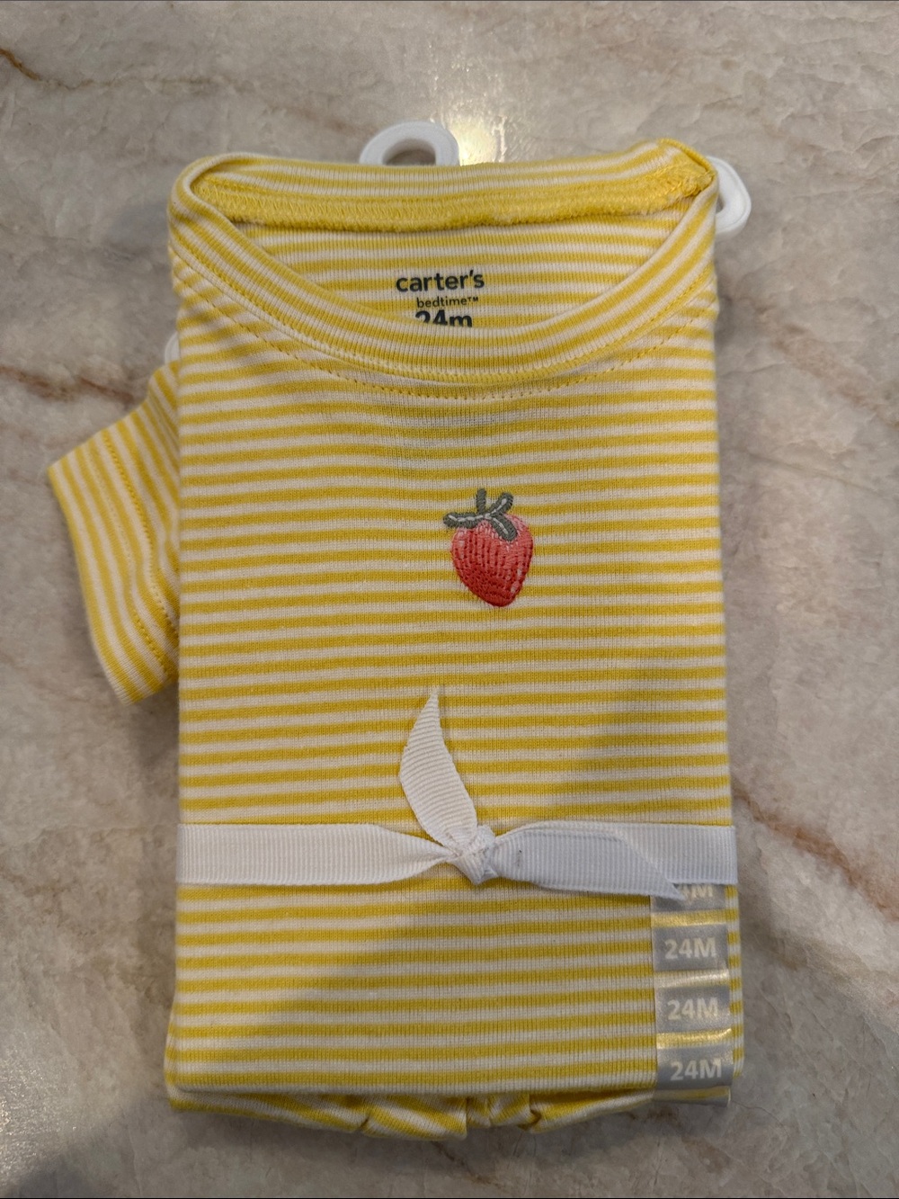 Carter's Yellow & White Striped Short Sleeve Pajama set 24 months NWT